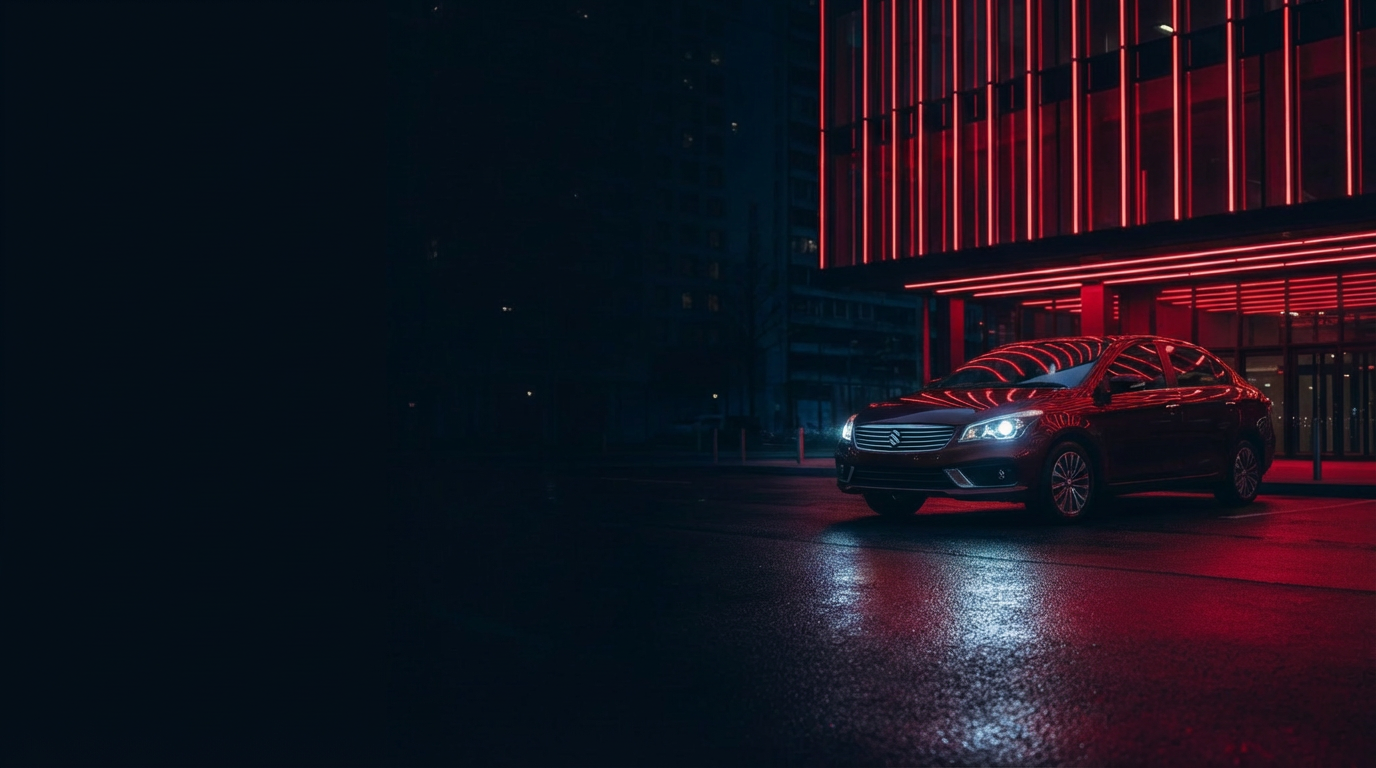 Luxury sedan with neon lights